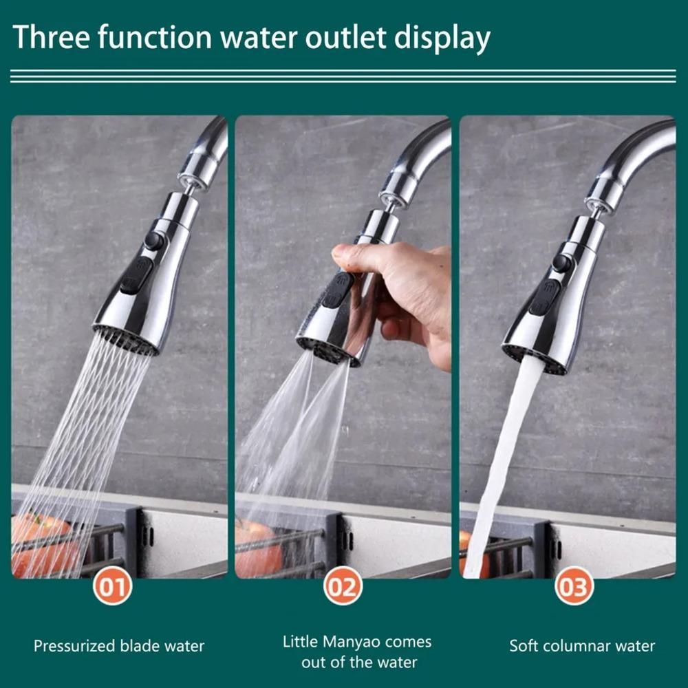 3-Mode Kitchen Sink Faucet – Adjustable Spray Head with Water Saving Control